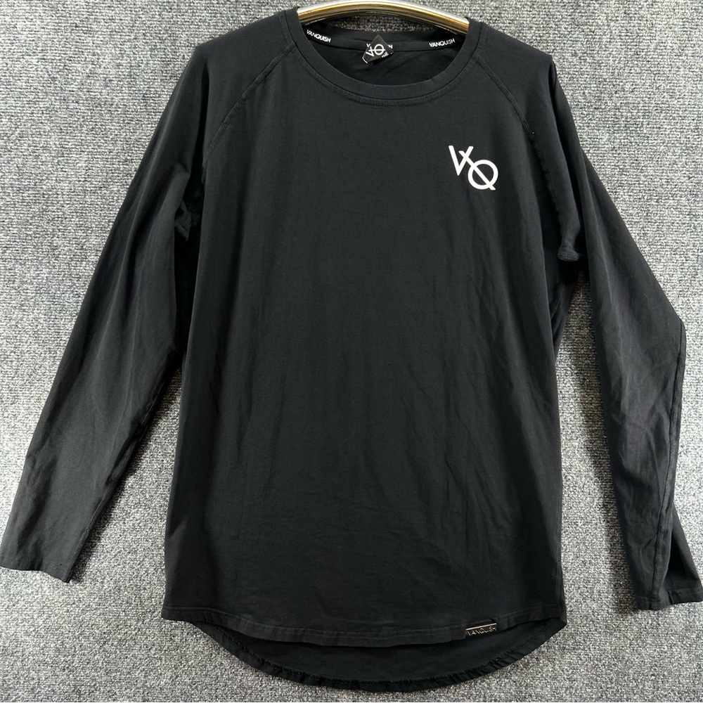 Vanquish Fitness Shirt Mens Med Black Long Sleeve Raglan Athletic Gym Training